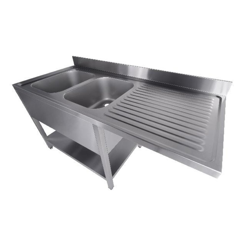 Combisteel 700 spoeltafel bodem met uitsp. vaatwasser demontabel 2 links 1600 | 7333.1420 Combisteel 700 spoeltafel bodem met uitsp. vaatwasser demontabel 2 links 1600 | 7333.1420