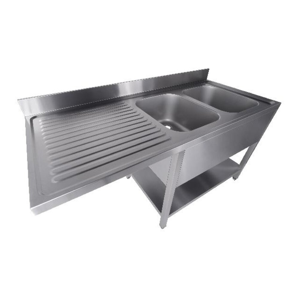 Combisteel 700 spoeltafel bodem met uitsp. vaatwasser demontabel 2 rechts 1600 | 7333.1425