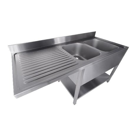 Combisteel 700 spoeltafel bodem met uitsp. vaatwasser demontabel 2 rechts 1600 | 7333.1425