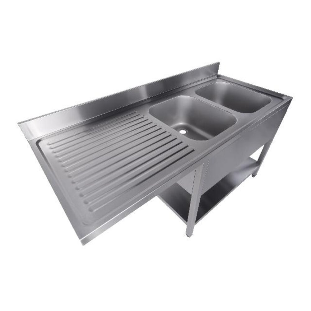 Combisteel 700 spoeltafel bodem met uitsp. vaatwasser demontabel 2 rechts 1600 | 7333.1425