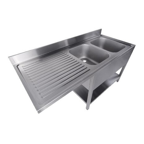 Combisteel 700 spoeltafel bodem met uitsp. vaatwasser demontabel 2 rechts 1600 | 7333.1425