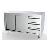 Combisteel 700 werktafel schuifdeuren laden rechts 1800 Combisteel 700 werktafel schuifdeuren laden rechts 1800