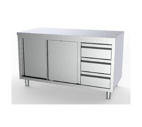 Combisteel 700 werktafel schuifdeuren laden rechts 1600 Combisteel 700 werktafel schuifdeuren laden rechts 1600