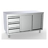 Combisteel 700 werktafel schuifdeuren laden links 2000 | 7333.0254 Combisteel 700 werktafel schuifdeuren laden links 2000 | 7333.0254