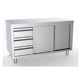 Combisteel 700 werktafel schuifdeuren laden links 1600 Combisteel 700 werktafel schuifdeuren laden links 1600