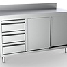 Combisteel 700 werktafel schuifdeuren laden links met rand | 7333.0264 Combisteel 700 werktafel schuifdeuren laden links met rand | 7333.0264