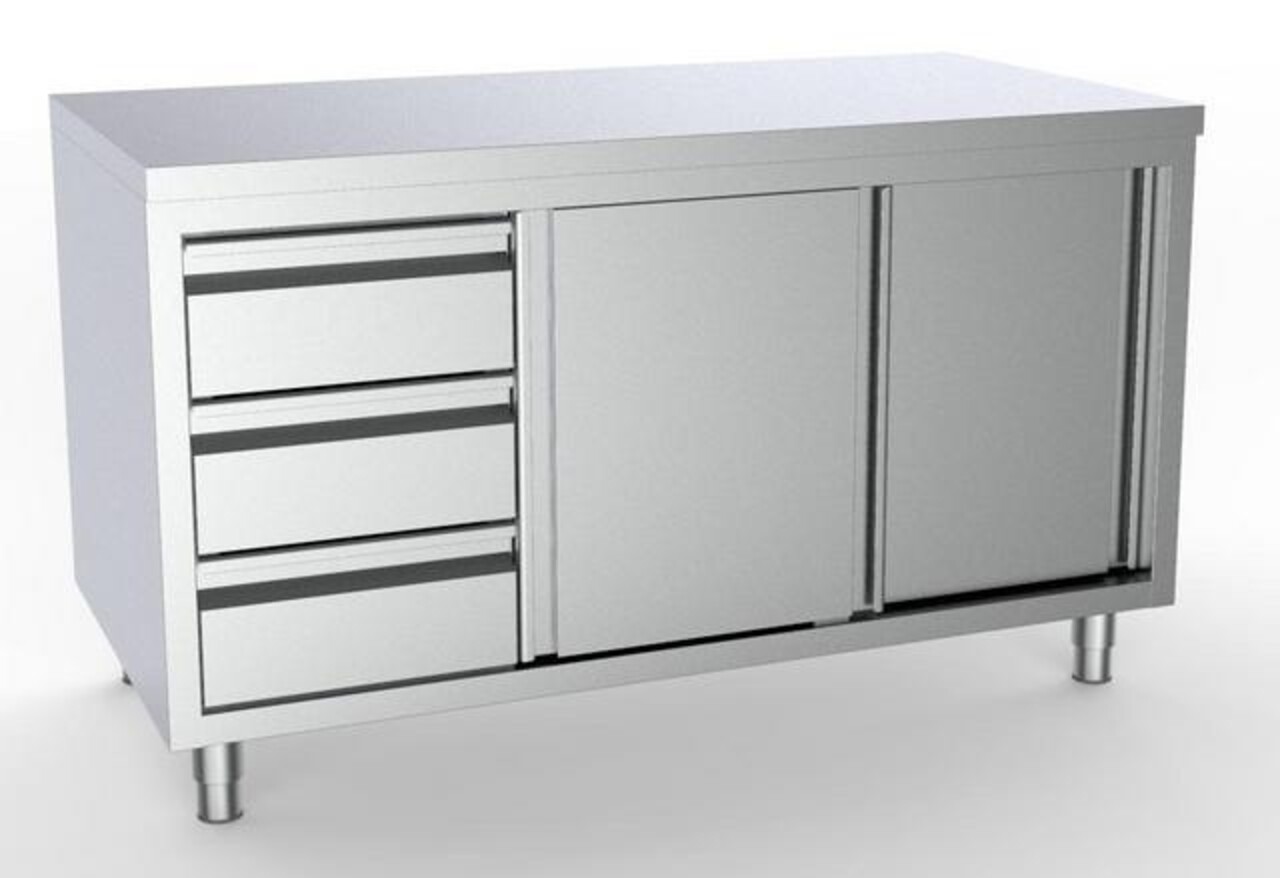 Combisteel 700 werktafel schuifdeuren laden links | 7333.0248 Combisteel 700 werktafel schuifdeuren laden links | 7333.0248