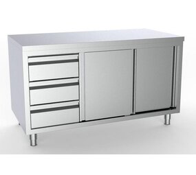 Combisteel 700 werktafel schuifdeuren laden links Combisteel 700 werktafel schuifdeuren laden links