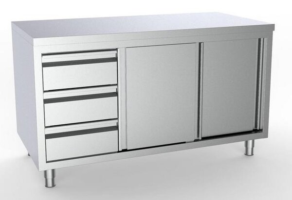 Combisteel 700 werktafel schuifdeuren laden links | 7333.0248 Combisteel 700 werktafel schuifdeuren laden links | 7333.0248