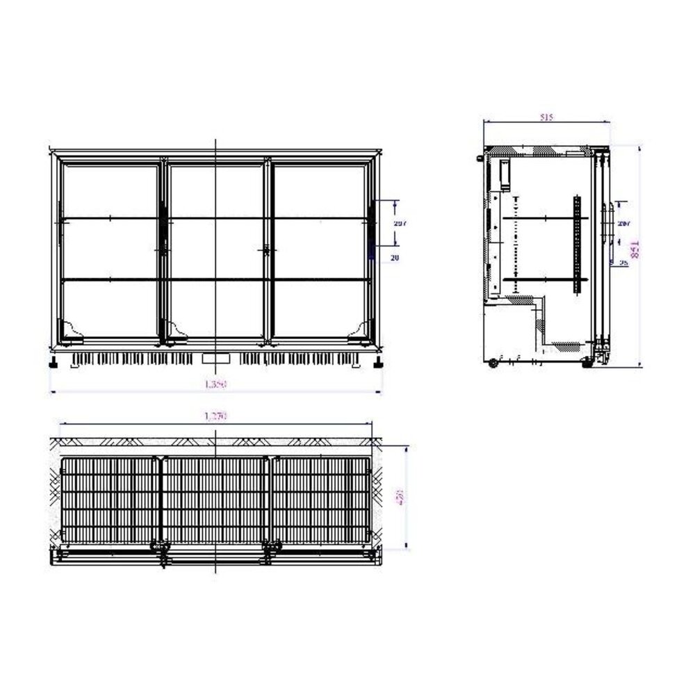Combisteel Barkoeler zwart 3 schuifdeuren | 7527.0050