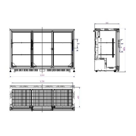 Combisteel Barkoeler zwart 3 schuifdeuren | 7527.0050