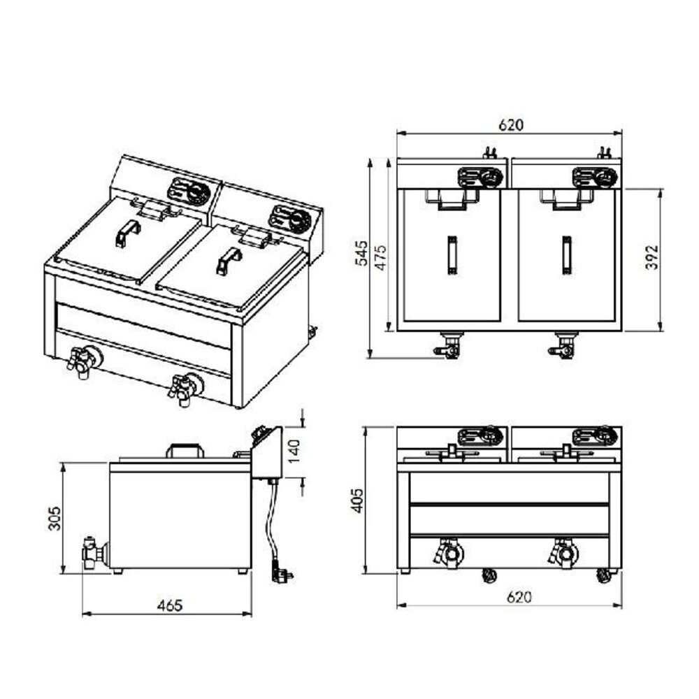 Combisteel Friteuse tafel 2x8l 2x3kw | 7518.0205 Combisteel Friteuse tafel 2x8l 2x3kw | 7518.0205