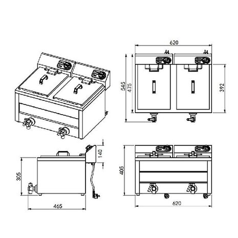 Combisteel Friteuse tafel 2x8l 2x3kw | 7518.0205 Combisteel Friteuse tafel 2x8l 2x3kw | 7518.0205
