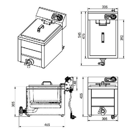 Combisteel Friteuse tafel 1x8l 3kw | 7518.0200 Combisteel Friteuse tafel 1x8l 3kw | 7518.0200