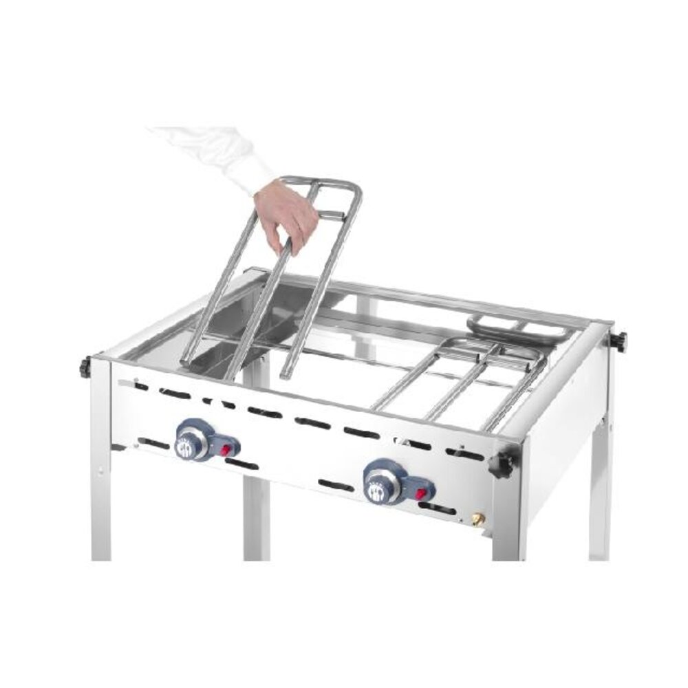 Hendi Green fire met 2 branders, , profi line, 2 roestvast stalen gastronorm 1 1 roosters, 11,6kw, 740x612x(h)825mm | 149621 Hendi Green fire met 2 branders, , profi line, 2 roestvast stalen gastronorm 1 1 roosters, 11,6kw, 740x612x(h)825mm | 149621