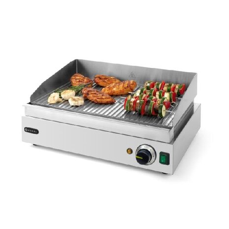 Hendi Bakplaat profi line, , profi line, geheel geribd, 230v 2400w, 550x420x(h)240mm | 203170