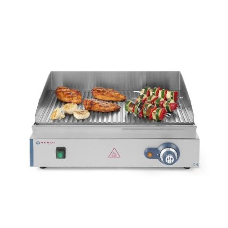 Hendi Bakplaat profi line, , profi line, geheel geribd, 230v 2400w, 550x420x(h)240mm | 203170