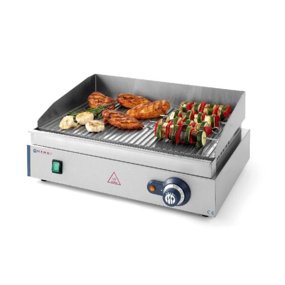 Hendi Bakplaat profi line, , profi line, geheel geribd, 230v 2400w, 550x420x(h)240mm | 203170