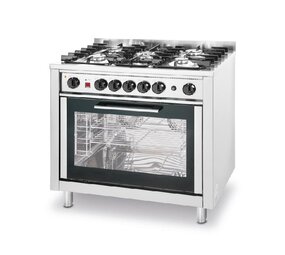 Hendi Gasfornuis - 5 pits met elektrische oven, , kitchen line, zilver, 230v 2900w, 14,3kw, 900x655x(h)900mm Hendi Gasfornuis - 5 pits met elektrische oven, , kitchen line, zilver, 230v 2900w, 14,3kw, 900x655x(h)900mm