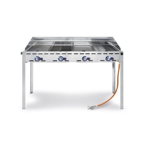 Hendi Green fire met 4 branders, , profi line, op verrijdbaar onderstel, lichtgrijs, 22kw, 1400x612x(h)825mm | 149614 Hendi Green fire met 4 branders, , profi line, op verrijdbaar onderstel, lichtgrijs, 22kw, 1400x612x(h)825mm | 149614