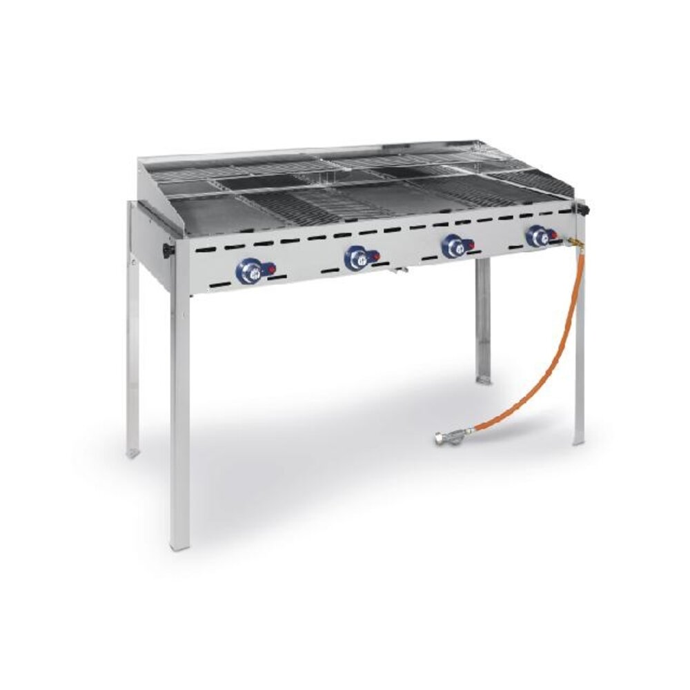 Hendi Green fire met 4 branders, , profi line, op verrijdbaar onderstel, lichtgrijs, 22kw, 1400x612x(h)825mm | 149614 Hendi Green fire met 4 branders, , profi line, op verrijdbaar onderstel, lichtgrijs, 22kw, 1400x612x(h)825mm | 149614