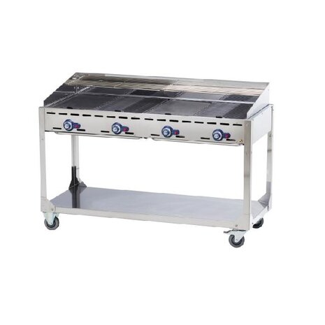 Hendi Green fire met 4 branders, , profi line, op verrijdbaar onderstel, lichtgrijs, 22kw, 1400x612x(h)825mm | 149614 Hendi Green fire met 4 branders, , profi line, op verrijdbaar onderstel, lichtgrijs, 22kw, 1400x612x(h)825mm | 149614