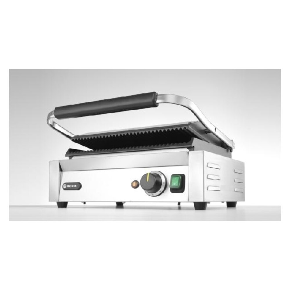 Hendi Contactgrill  panini , , boven en onder geribd, 230v 2200w, 430x370x(h)210mm | 263655 Hendi Contactgrill  panini , , boven en onder geribd, 230v 2200w, 430x370x(h)210mm | 263655