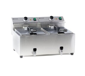 Hendi Friteuse profi line met aftapkraan - 2 x 8 l, , profi line, 16l, 230v 3500w, 605x515x(h)350mm
