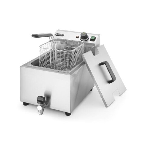 Hendi Friteuse profi line met aftapkraan - 8 l, , profi line, 8l, lichtgrijs, 230v 3500w, 305x515x(h)350mm | 209202