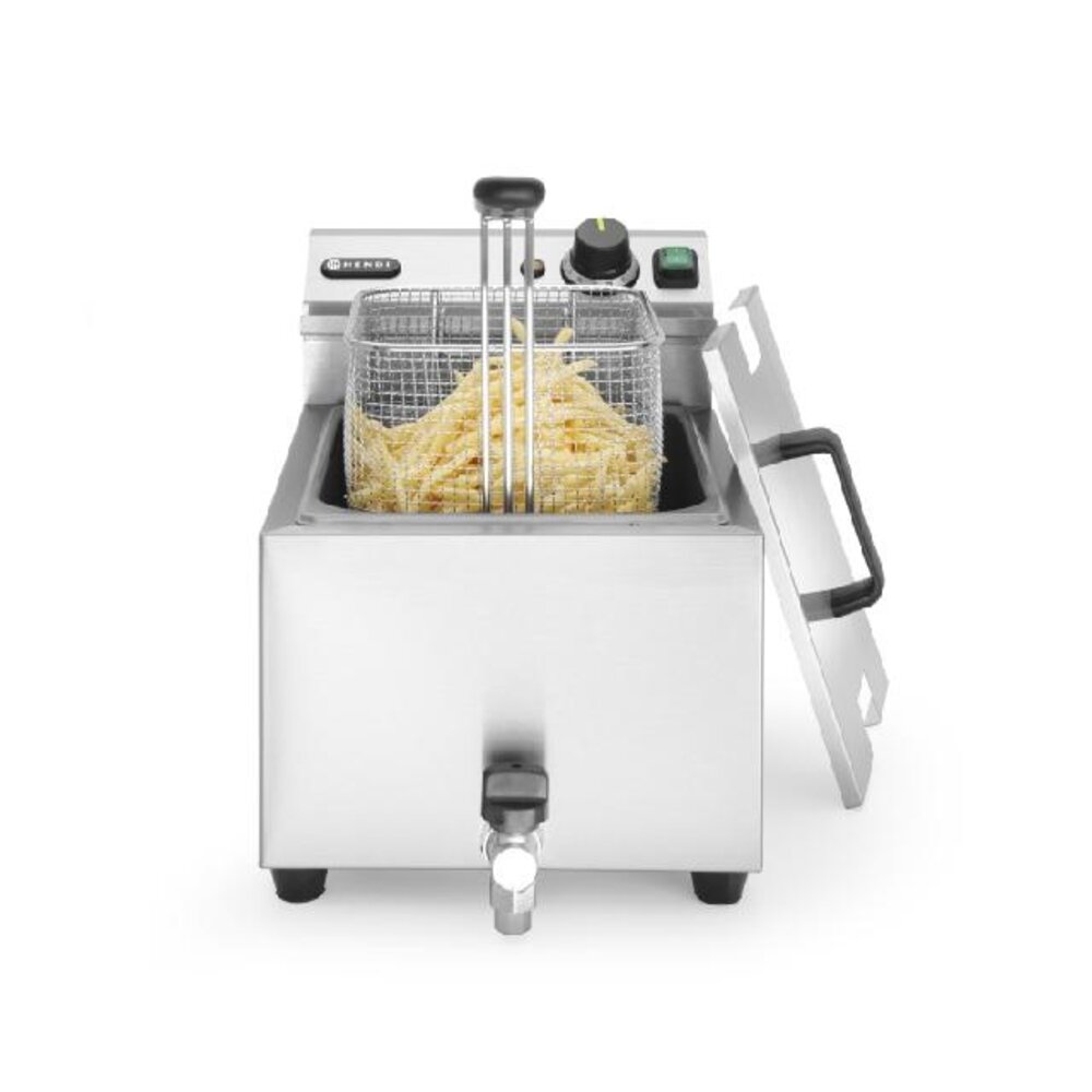 Hendi Friteuse profi line met aftapkraan - 8 l, , profi line, 8l, lichtgrijs, 230v 3500w, 305x515x(h)350mm | 209202