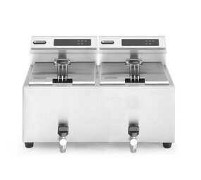 Hendi Friteuse profi line met aftapkraan digitaal - 2 x 8 l, , profi line, 16l, 230v 7000w, 605x515x(h)345mm