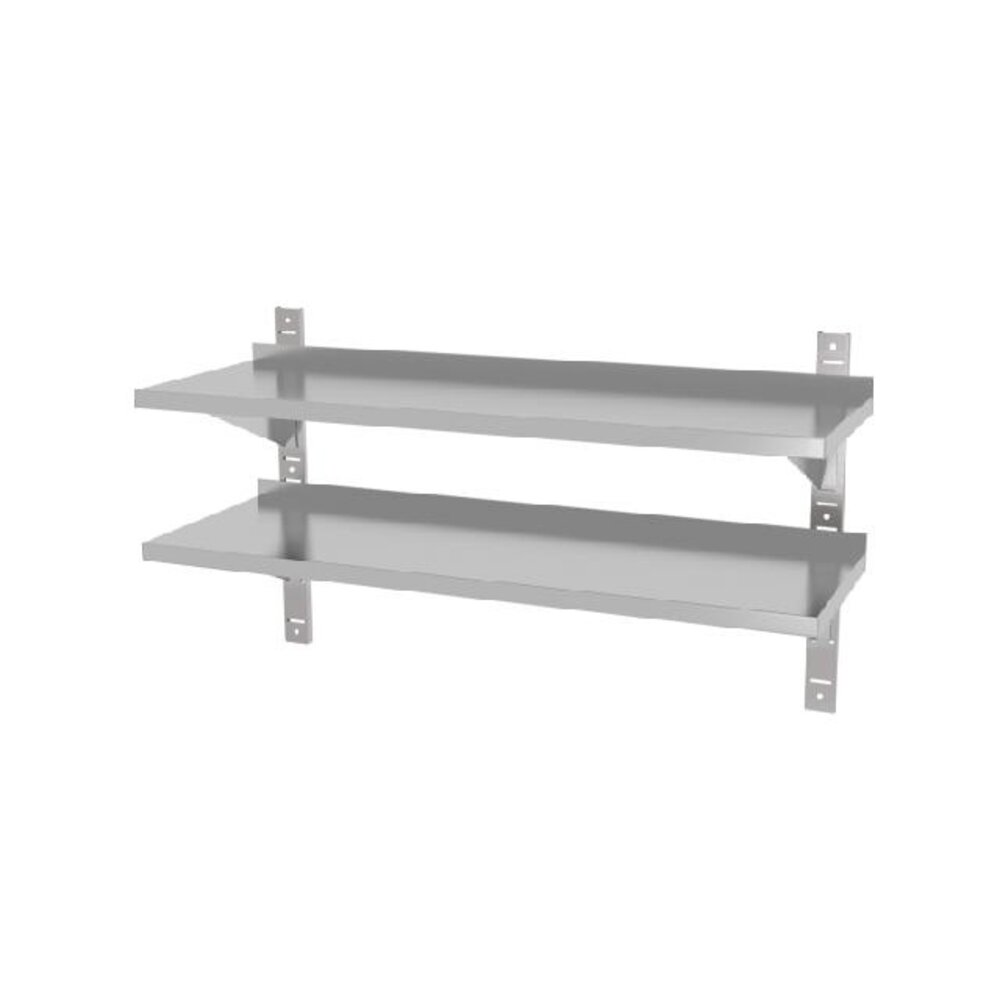 Hendi Dubbel verstelbare wandplank, met twee stalen beugels, , 1000x300x(h)600mm | 811726 Hendi Dubbel verstelbare wandplank, met twee stalen beugels, , 1000x300x(h)600mm | 811726