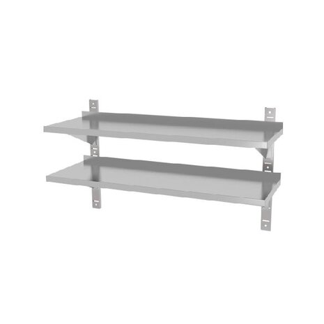 Hendi Dubbel verstelbare wandplank, met twee stalen beugels, , 1000x300x(h)600mm | 811726 Hendi Dubbel verstelbare wandplank, met twee stalen beugels, , 1000x300x(h)600mm | 811726