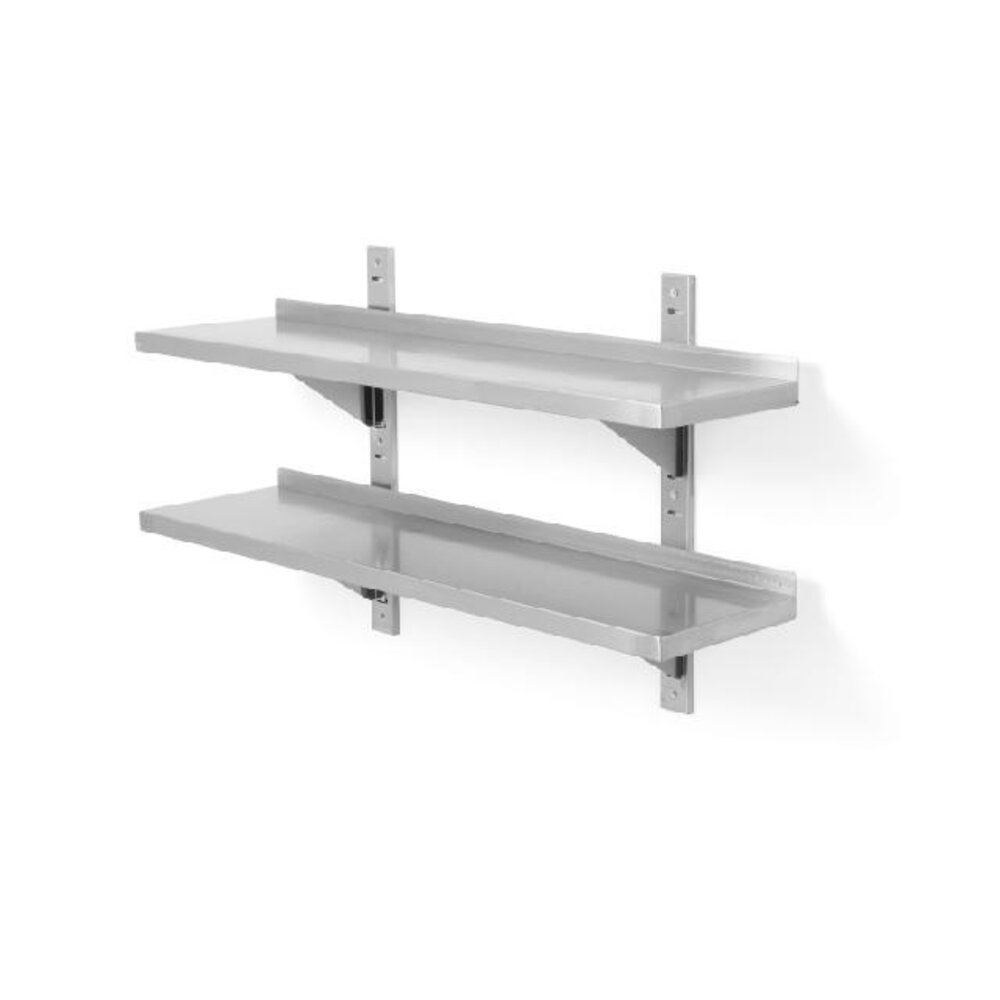 Hendi Dubbel verstelbare wandplank, met twee stalen beugels, , 1400x300x(h)600mm | 811740 Hendi Dubbel verstelbare wandplank, met twee stalen beugels, , 1400x300x(h)600mm | 811740