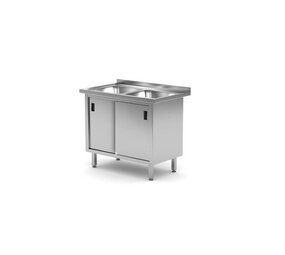 Hendi Dubbele spoeltafel met kast – gelast., , profi line, 1000x600x(h)850mm Hendi Dubbele spoeltafel met kast – gelast., , profi line, 1000x600x(h)850mm