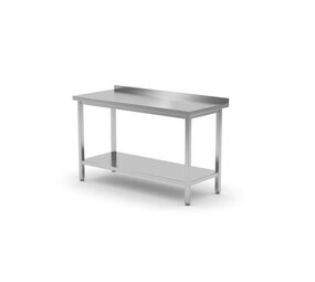 Hendi Muur werktafel met schap – geschroefd, diepte: 700 mm., , kitchen line, 1400x700x(h)850mm