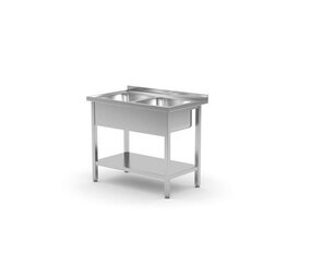 Hendi Dubbele gootsteen met schap - 700mm, , kitchen line, 1000x700x(h)850mm