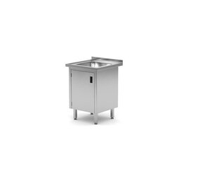 Hendi Enkele spoeltafel met kast - gelast, diepte: 600 mm., , profi line, 600x600x(h)850mm Hendi Enkele spoeltafel met kast - gelast, diepte: 600 mm., , profi line, 600x600x(h)850mm