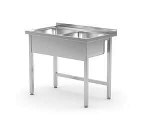 Hendi Spoeltafel - gelast, 2 spoelbakken, diepte: 600 mm., , kitchen line, 1000x600x(h)850mm Hendi Spoeltafel - gelast, 2 spoelbakken, diepte: 600 mm., , kitchen line, 1000x600x(h)850mm