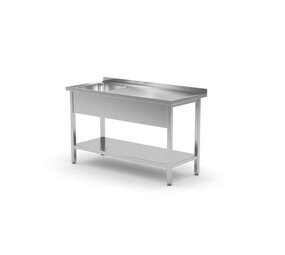 Hendi Enkele spoeltafel met schap, , kitchen line, links, 1000x700x(h)850mm Hendi Enkele spoeltafel met schap, , kitchen line, links, 1000x700x(h)850mm