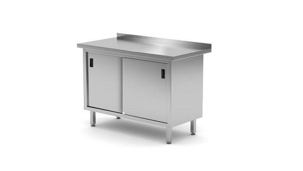 Hendi Wandwerktafel met kast - gelast, , profi line, 1200x600x(h)850mm | 811665