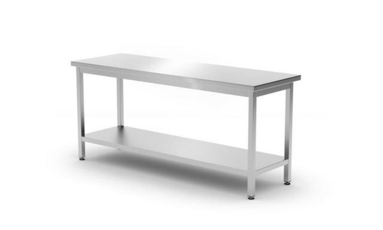 Hendi Werktafel zware uitvoering met plank, 600 mm diep, , kitchen line, 1800x600x(h)850mm | 811559
