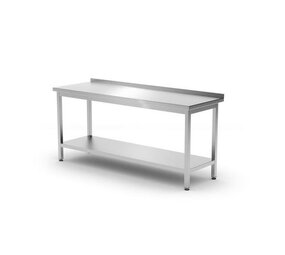 Hendi Muurwerktafel met opstaande rand en schap - 600 mm diep, , kitchen line, 1800x600x(h)850mm Hendi Muurwerktafel met opstaande rand en schap - 600 mm diep, , kitchen line, 1800x600x(h)850mm