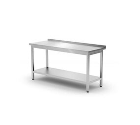 Hendi Muurwerktafel met opstaande rand en schap - 600 mm diep, , kitchen line, 1600x600x(h)850mm Hendi Muurwerktafel met opstaande rand en schap - 600 mm diep, , kitchen line, 1600x600x(h)850mm