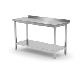 Hendi Muurwerktafel met opstaande rand en schap - 600 mm diep, , kitchen line, 1000x600x(h)850mm Hendi Muurwerktafel met opstaande rand en schap - 600 mm diep, , kitchen line, 1000x600x(h)850mm