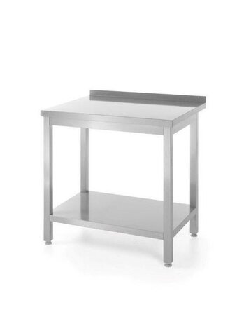 Hendi Muurwerktafel met opstaande rand en schap - 600 mm diep, , kitchen line, 800x600x(h)850mm | 811450