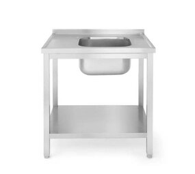 Hendi Spoeltafel met enkele spoelbak en legplank - voor zelfmontage, , kitchen line, rechterkant, 800x600x(h)850mm Hendi Spoeltafel met enkele spoelbak en legplank - voor zelfmontage, , kitchen line, rechterkant, 800x600x(h)850mm