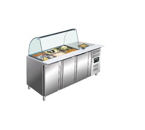 Saro Koelwerkbank met glazen top model gn 3100 tns