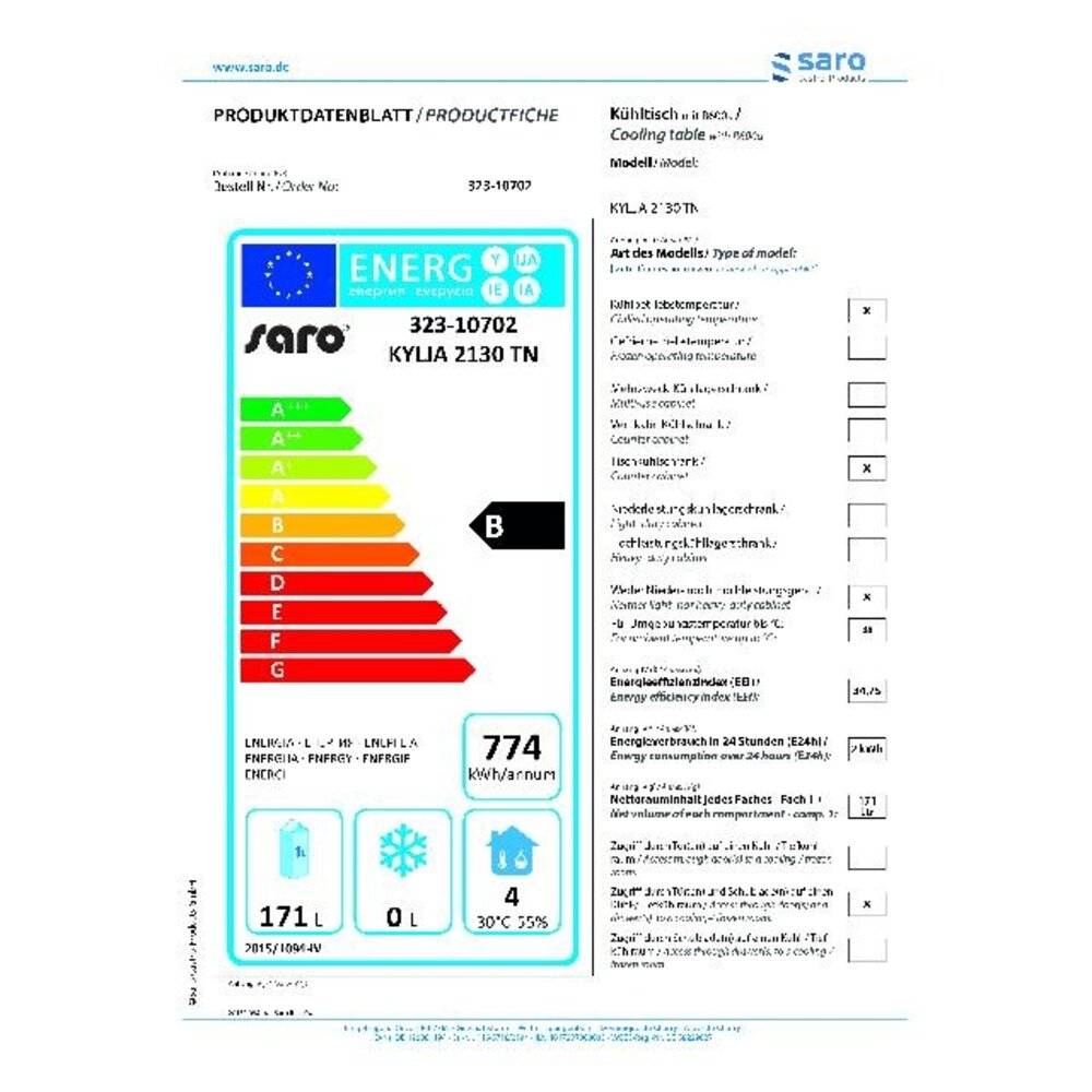 Saro Koelwerkbank incl. ladenset met 3 lades model kylja 2130 tn | 323-10702