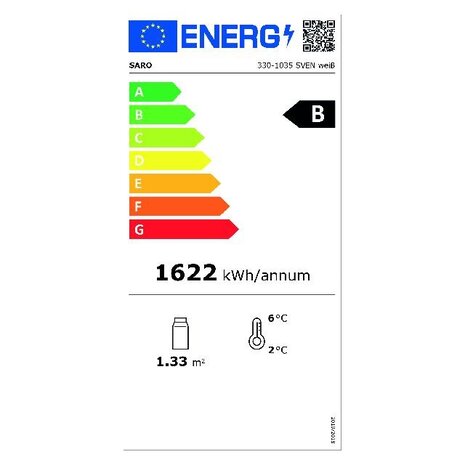 Saro Koelvitrine, 235 liter model sven wit | 330-1035 Saro Koelvitrine, 235 liter model sven wit | 330-1035